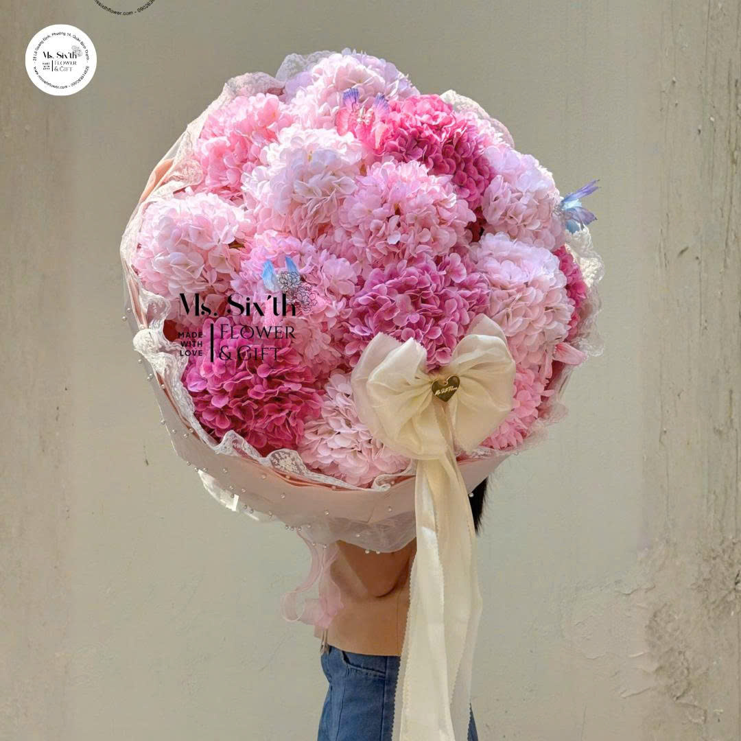 Cẩm Tú Cầu 15 Bông Lưới Ngọc Trai Size L Mẫu 2