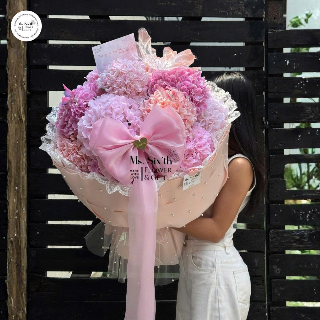Cẩm Tú Cầu 15 Bông Lưới Ngọc Trai Size L Mẫu 2